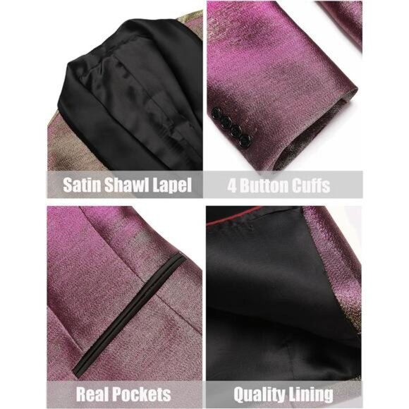 Men's Tuxedo Jacket Slim Fit Shawl Lapel Blazer Suit Jackets for Party Prom - Picture 5 of 7